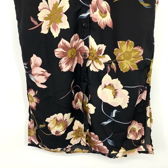 Lulus Mary Anne Shirt Dress Womens XS Black Floral Print Button Up Midi - Picture 8 of 10